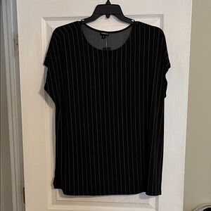 Torrid Black Striped Short Sleeve Top